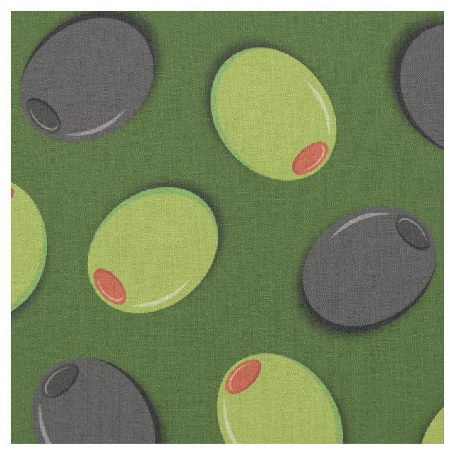 Tissu Olives Cuisine noire et verte (Fermer)