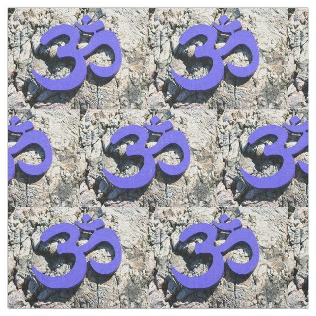 Tissu Om violet symbole sur granit (Échantillon)