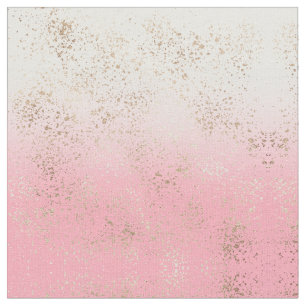 Tissu Ombre rose blanc éclaboussé d'or flakes