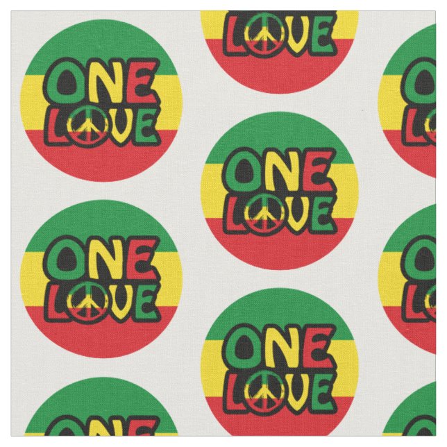 Tissu One Love, Reggae design with reggae colors (Fermer)