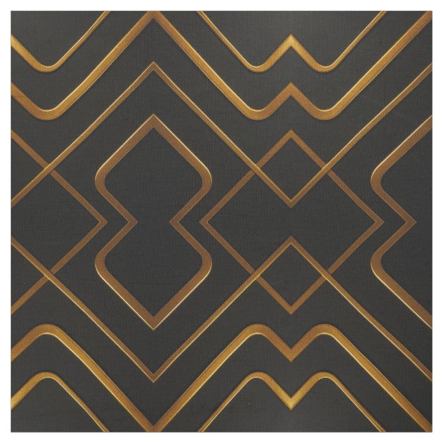 Tissu Opulent Deco Grid Full Liquid Gold Black Monochrom (Échantillon)