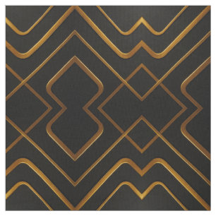 Tissu Opulent Deco Grille Plein Or Liquide Noir Monochro