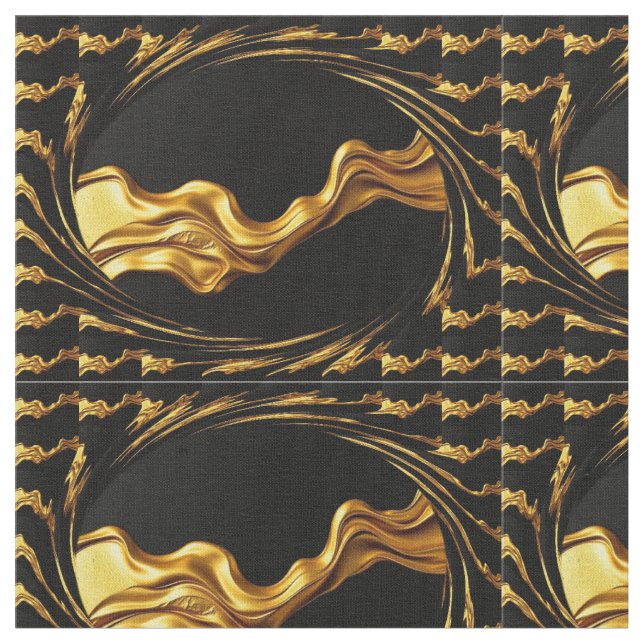 Tissu Opulent Swirl Full Gold Black Designer Upholstery  (Fermer)
