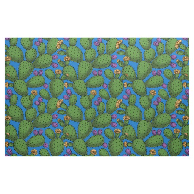 Tissu Opuntie de floraison en bleu (Fat Quarter)