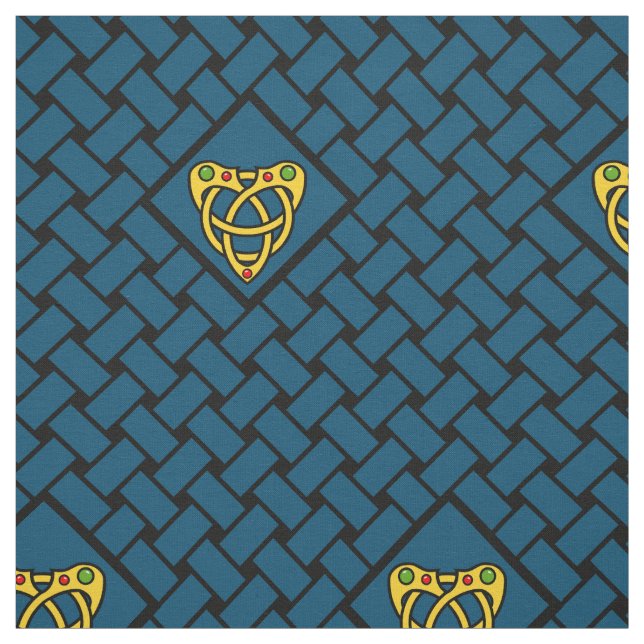 Tissu Or/armure de bleu/noir, diamant, heartknot (Échantillon)
