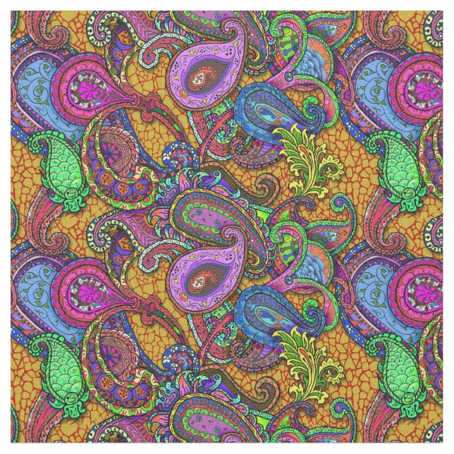Tissu Or de Paisley de mélange (Fermer)