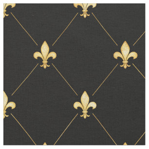 Tissu Or Fleur de Lis (moyenne gamme) Noir