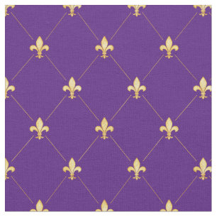 Tissu Or Fleur de Lis (petite échelle) violet