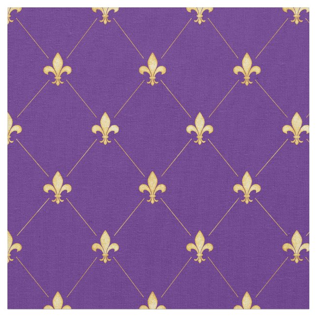 Tissu Or Fleur de Lis (petite échelle) violet (Fermer)