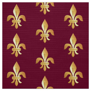 Tissu Or Fleur-De-lis sur Bourgogne