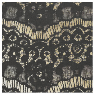 Tissu Or floral français élégant noir vintage de faux