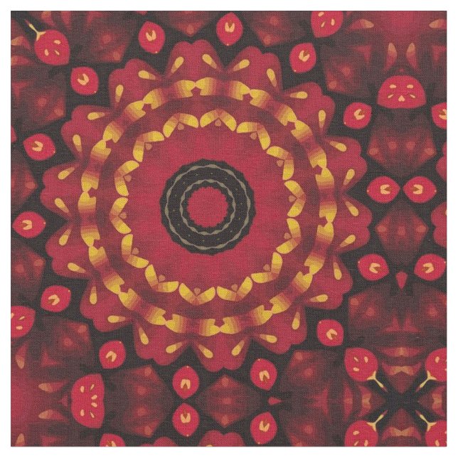 Tissu Or sur le mandala rouge (Fermer)
