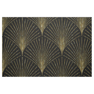 Tissu Or sur motif géométrique art déco noir.