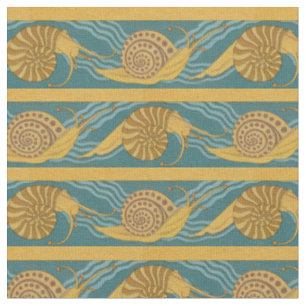 Tissu Or turquoise jaune bleu d'escargot d'impression de