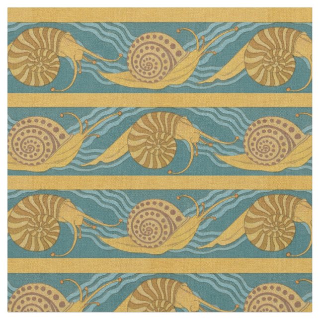 Tissu Or turquoise jaune bleu d'escargot d'impression de (Fermer)