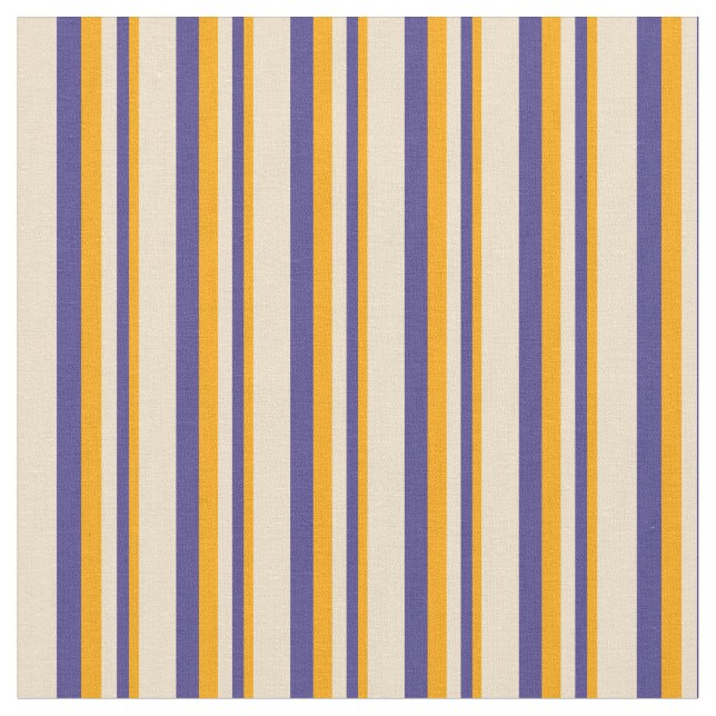 Tissu Orange, Ardoise foncée Bleu & Tan Stripes (Fermer)