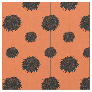 Tissu Orange avec le Pom-pom girl Pom Poms noir