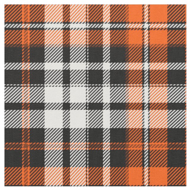 Tissu Orange Black White Plaid Tartan Pattern Design  (Fermer)