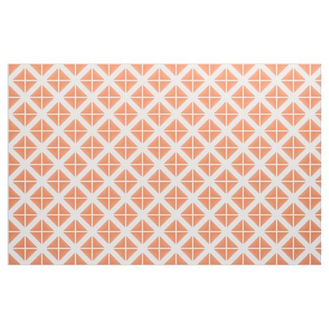 Tissu Orange Blanc Tendance Triangles Motif Fabric (Yard)