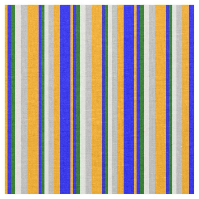 Tissu Orange, Bleu, Vert foncé, Cyan clair et gris (Fermer)