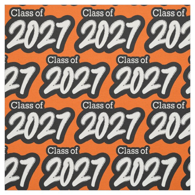 Tissu Orange Bold Brush Class of 2027 (Échantillon)