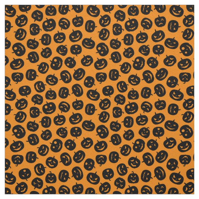 Tissu Orange Citrouille Joyeux Halloween Fabric moderne (Échantillon)