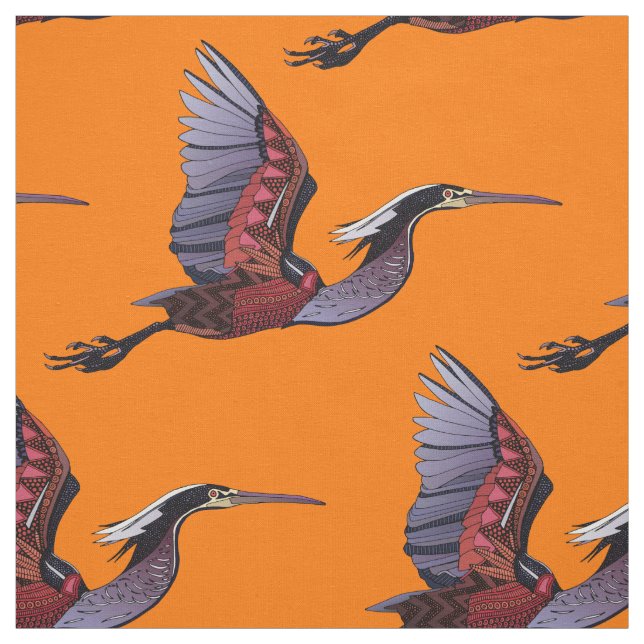 Tissu orange d'agami héron (Échantillon)