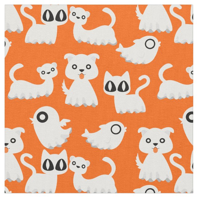 Tissu orangé de chien fantôme d'halloween (Fermer)