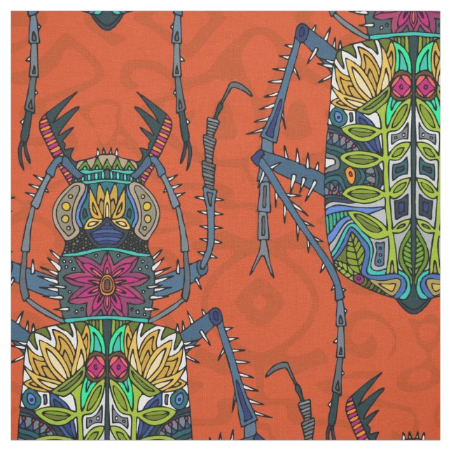 Tissu orange de scarabée de fleur (Échantillon)