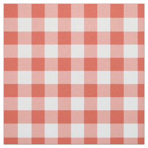 Tissu orange et blanc classique de plaid de
