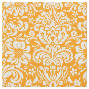 Tissu Orange Floral Damask