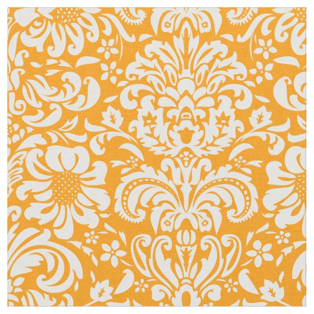 Tissu Orange Floral Damask (Fermer)