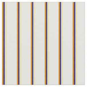 Tissu Orange foncé, Bleu de minuit, Tan et Blanc