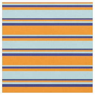Tissu Orange foncé, bleu poudreux et lignes bleu nuit