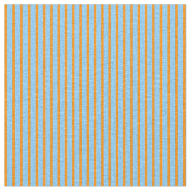 Tissu Orange foncé et ciel clair Bleu rayures (Fermer)