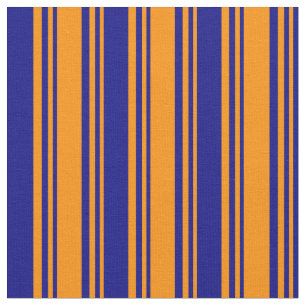Tissu Orange foncé et Motif rayé bleu