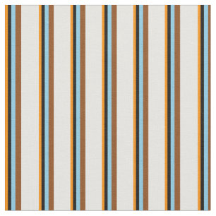 Tissu Orange foncé, Noir, Bleu ciel, Crème Brown & Menth