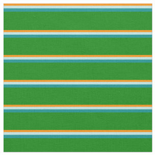 Tissu Orange foncé, Turquoise, Cyan foncé et Motif vert