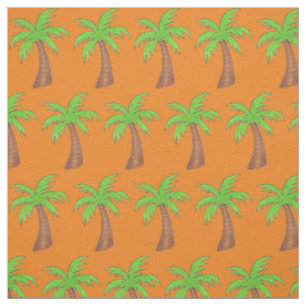 Tissu Orange Green Island Palm Tree Tropical Getaway