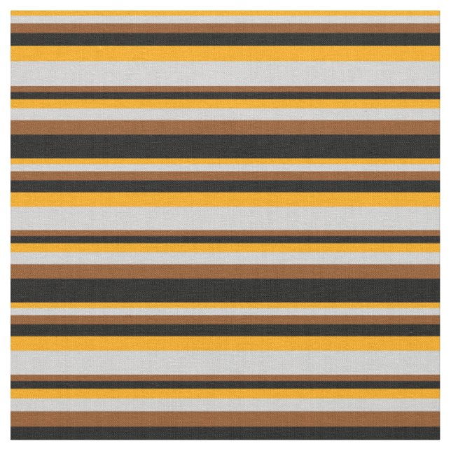 Tissu Orange, Gris clair, Lignes Brown et Noires (Fermer)