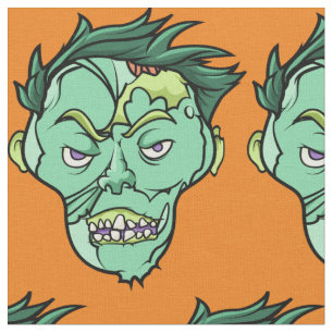 Tissu Orange heureuse de vert de motif de zombi de