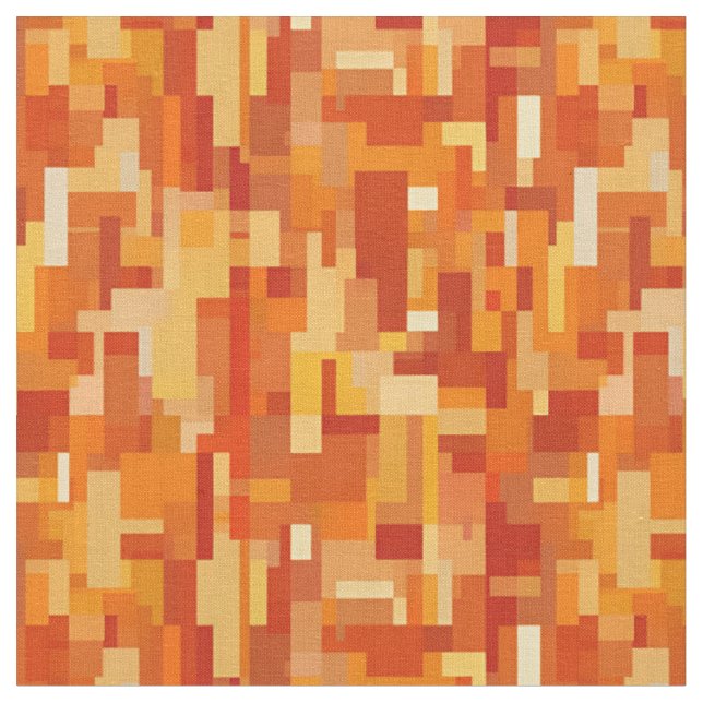 Tissu Orange / Jaune Carrés Abstraits & Rectangles (Fermer)