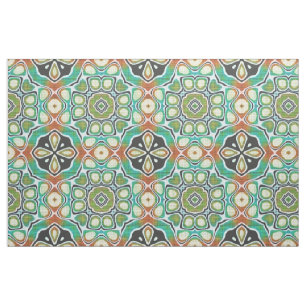 Tissu Orange Lime Green Turquoise Bali Batik Motif