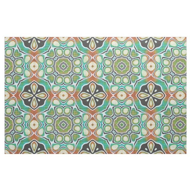 Tissu Orange Lime Green Turquoise Bali Batik Motif (Fat Quarter)