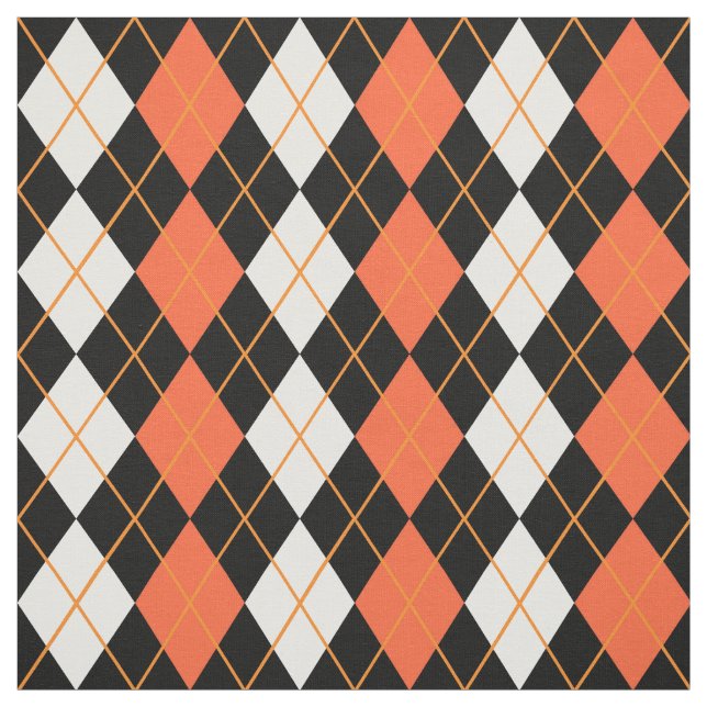 Tissu Orange noir Jacquard blanc Diamant Design (Échantillon)