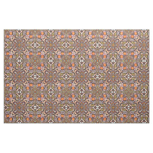 Tissu Orange Olive Green Retro Chic Nouveau Déco Motif