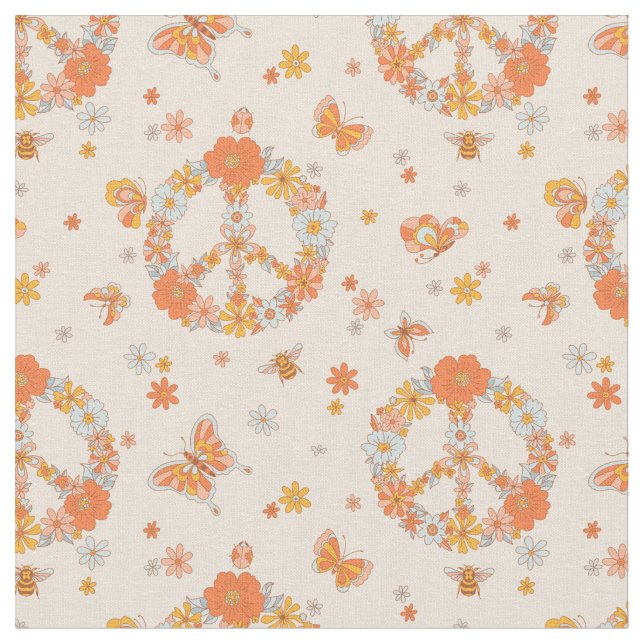 Tissu Orange Peace Floral (Fermer)
