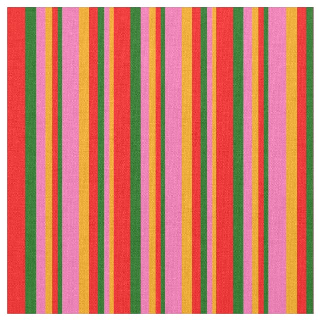 Tissu Orange, rose chaud, vert foncé et Motif rouge (Fermer)
