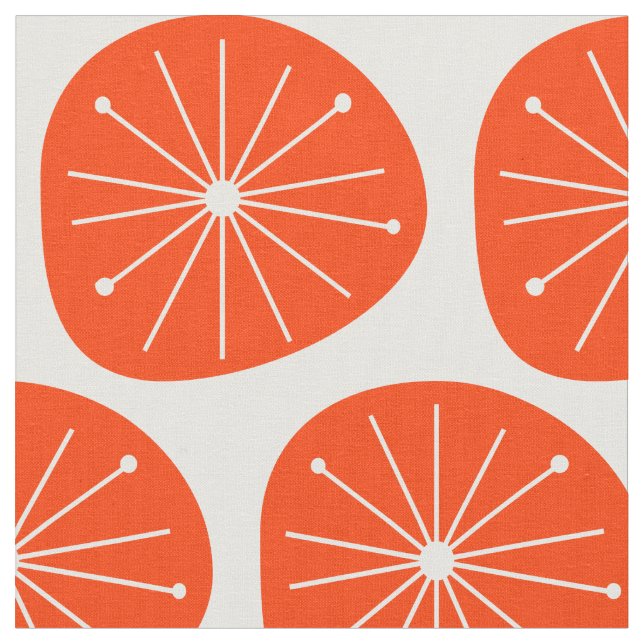 Tissu Orange Slices Starburst Mid Century Modern Print (Fermer)