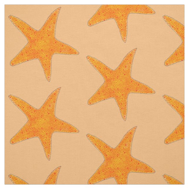 Tissu Orange Starfish Star Fish Shell Beach Ocean Sea (Échantillon)